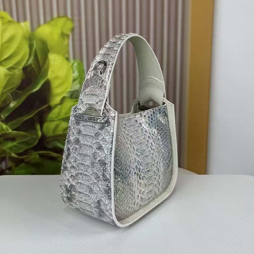 Genuine Python Skin Leather Underarm Cross Body Handle Bag