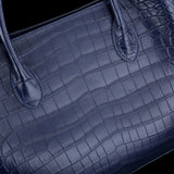 Genuine Crocodile Leather Top Handle Satchel Handbag Shoulder Bag Tote Purse Dark Blue