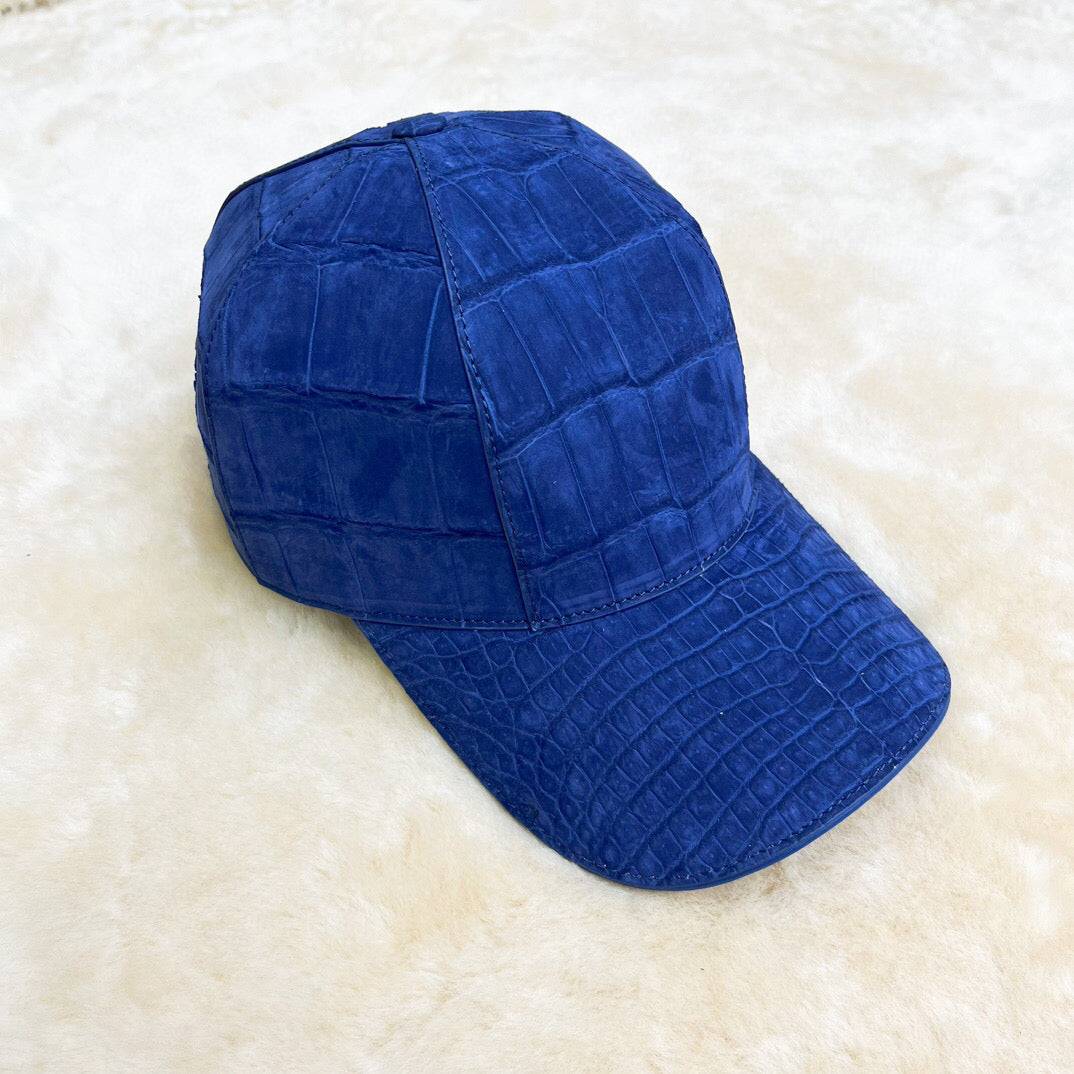 Cappellino da baseball in pelle nabuk di coccodrillo del Nilo