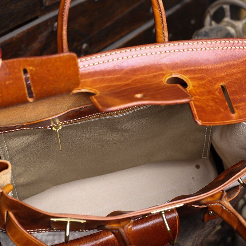 Preorder Womens Genuine Crocodile Skin Top Handle Canvas Bag Large