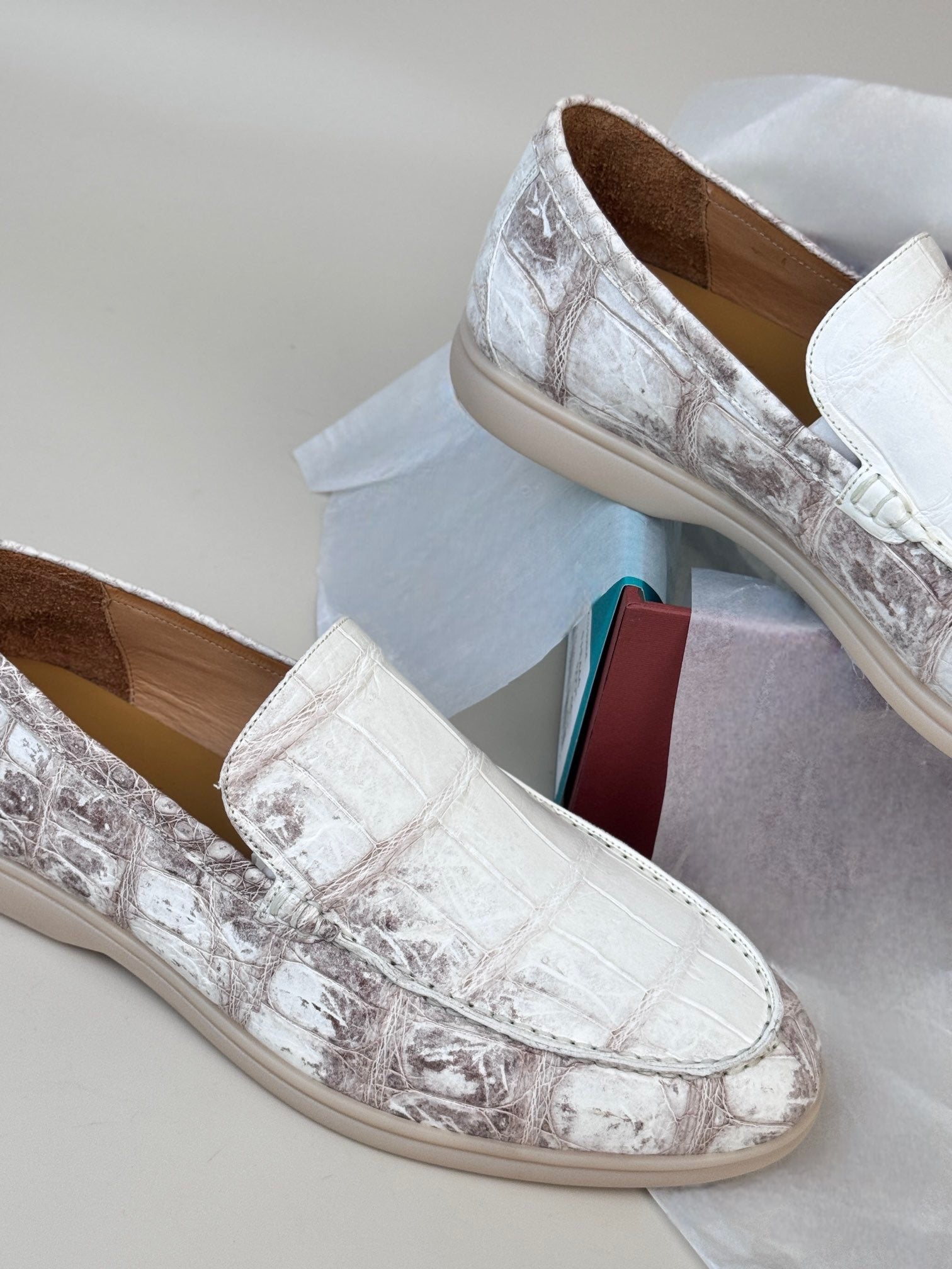 Crocodile Loafers, Men's Himalayan Crocodile Leather Loafers Slip-On Dress Shoes Very Comfortable