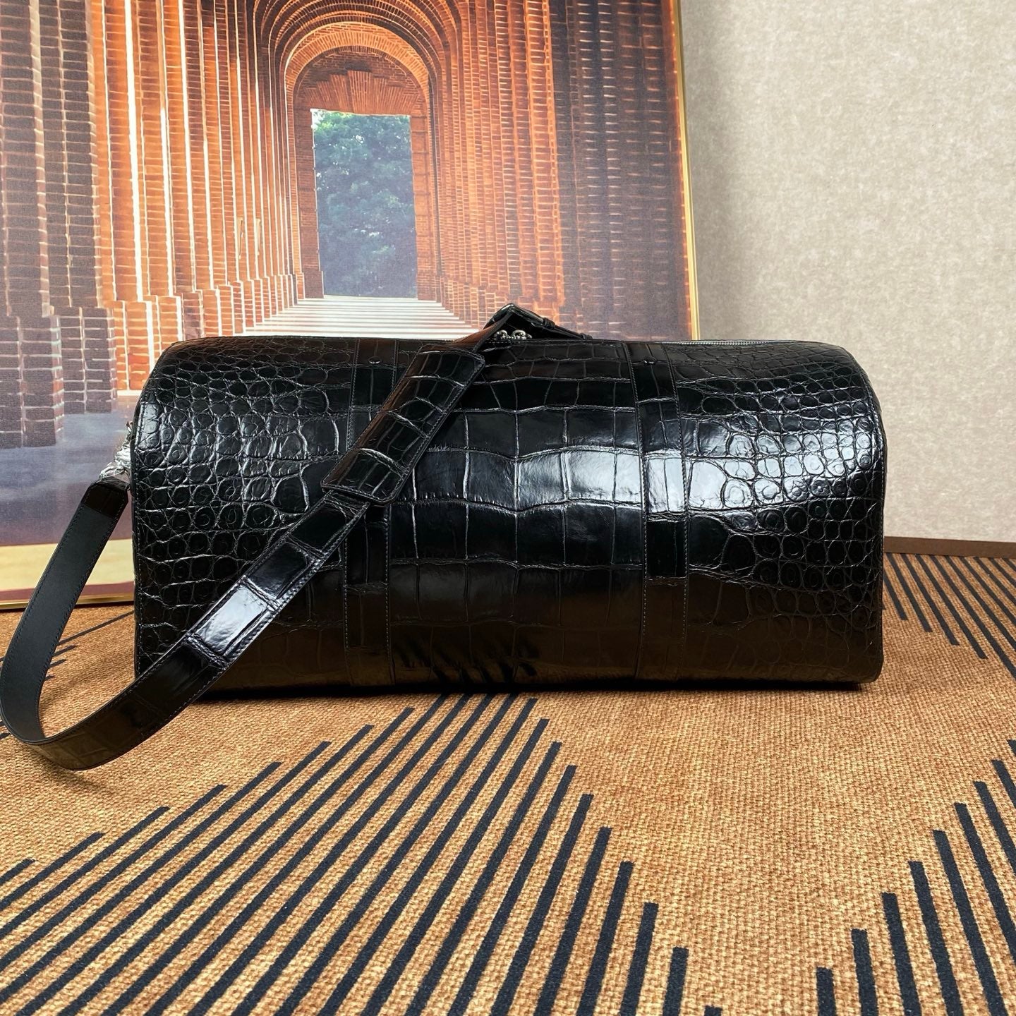 Genuine Crocodile Skin Leather Large Travel Duffle Bag