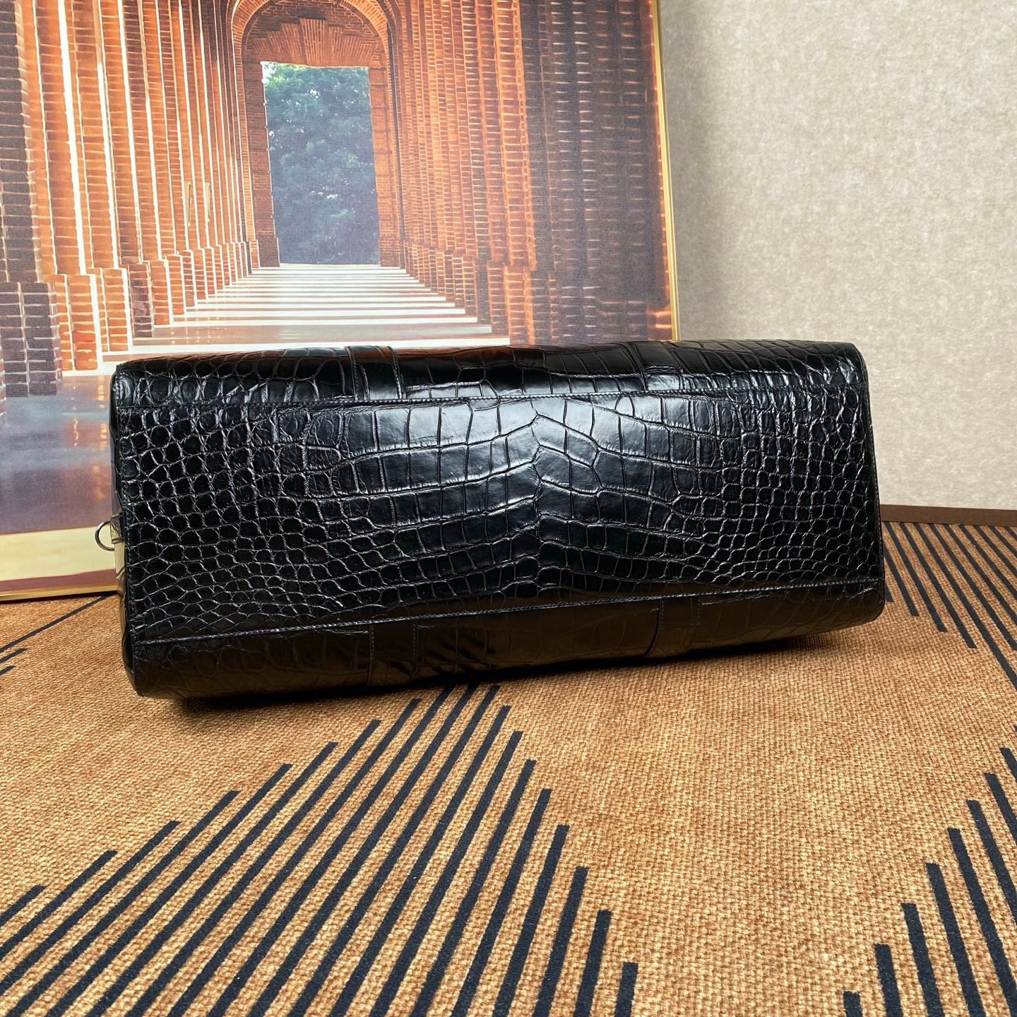 Genuine Crocodile Skin Leather Large Travel Duffle Bag