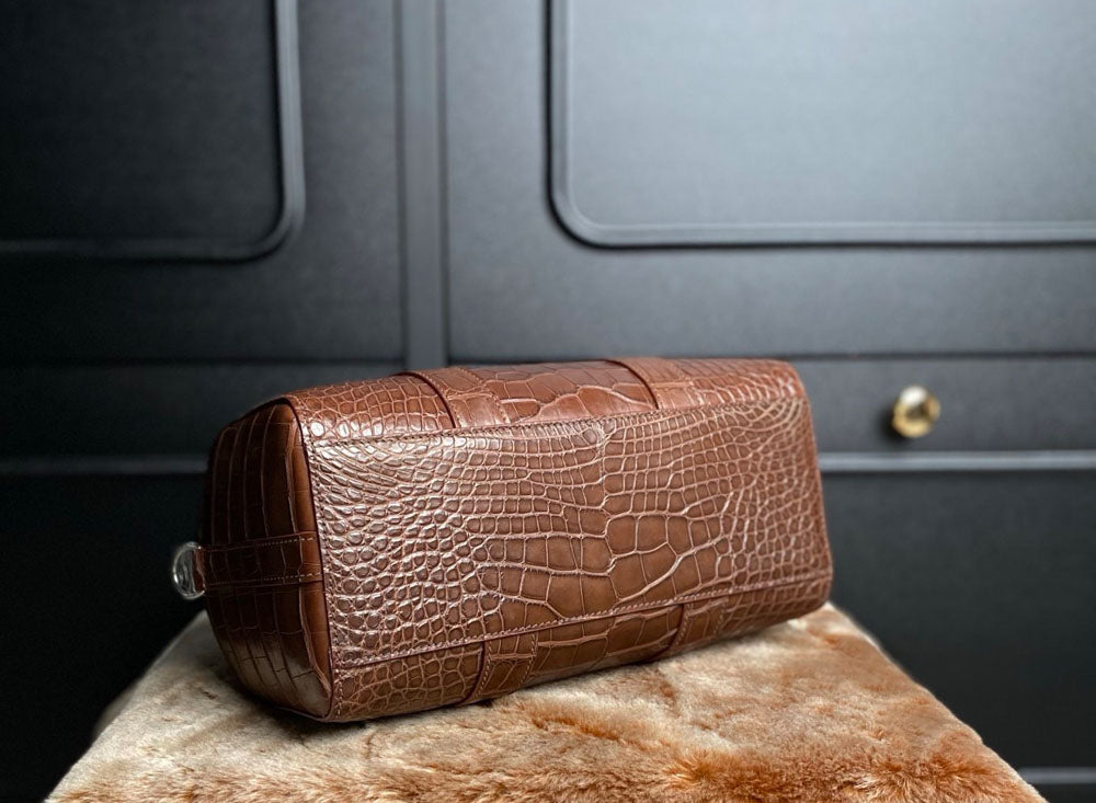 Men's Crocodile Leather Crossbody Bag Tan