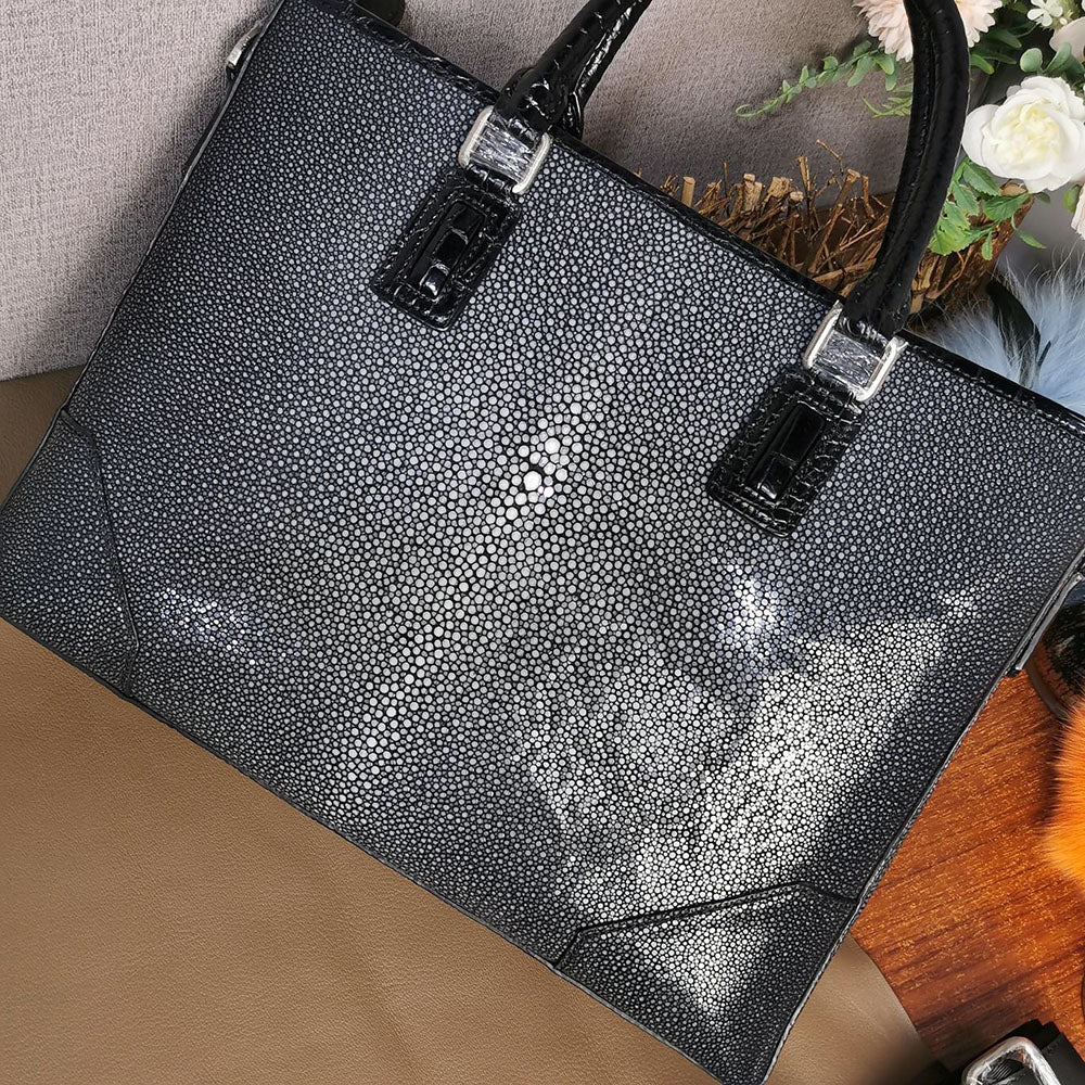 Unisex Genuine Pearl Stingray Leather Briefcase