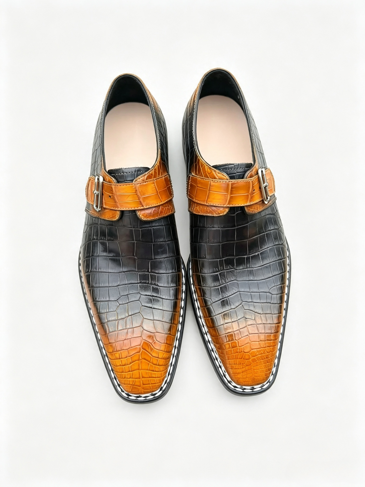 Giày Loafer Da Cá Sấu Xám Cổ Điển