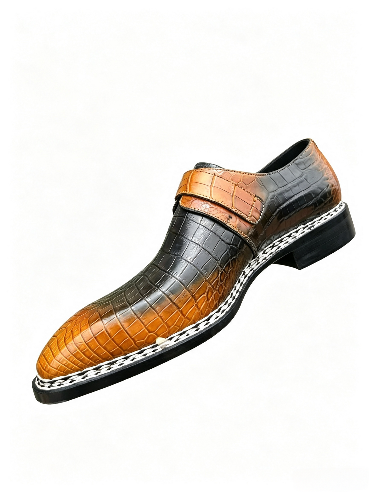 Giày Loafer Da Cá Sấu Xám Cổ Điển