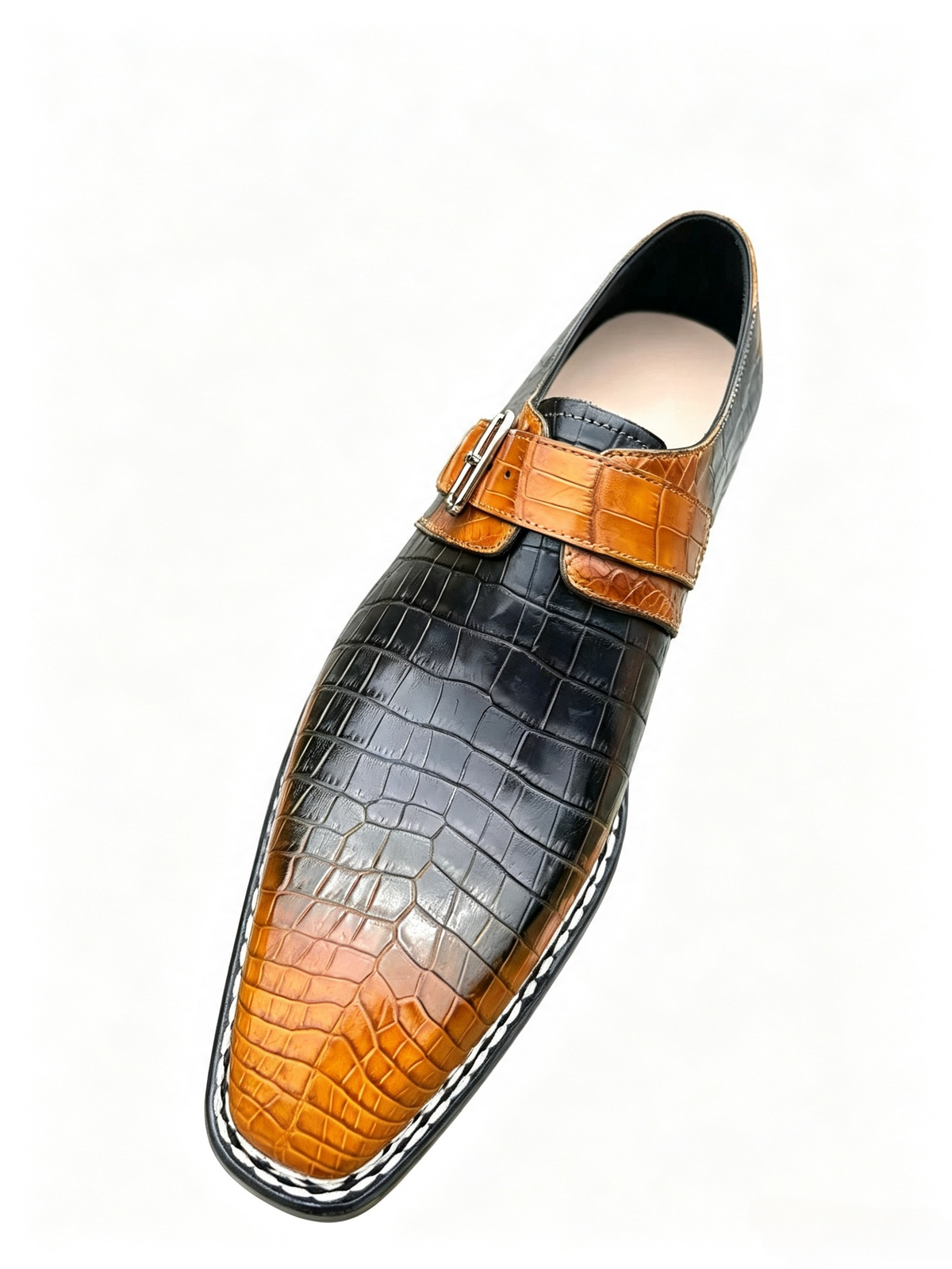 Giày Loafer Da Cá Sấu Xám Cổ Điển