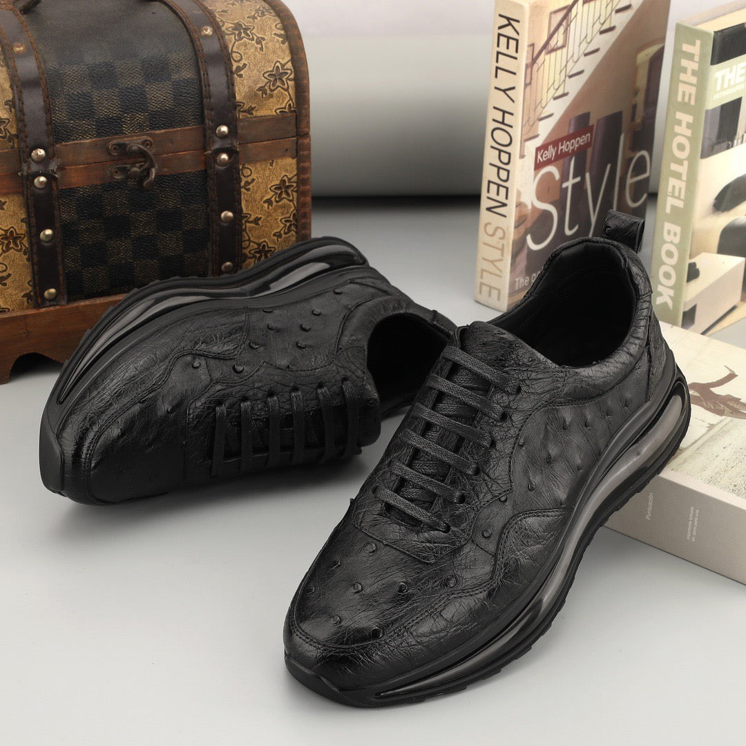 Ostrich Sneakers Men's Ostirch Leather Lace Up Sneakers
