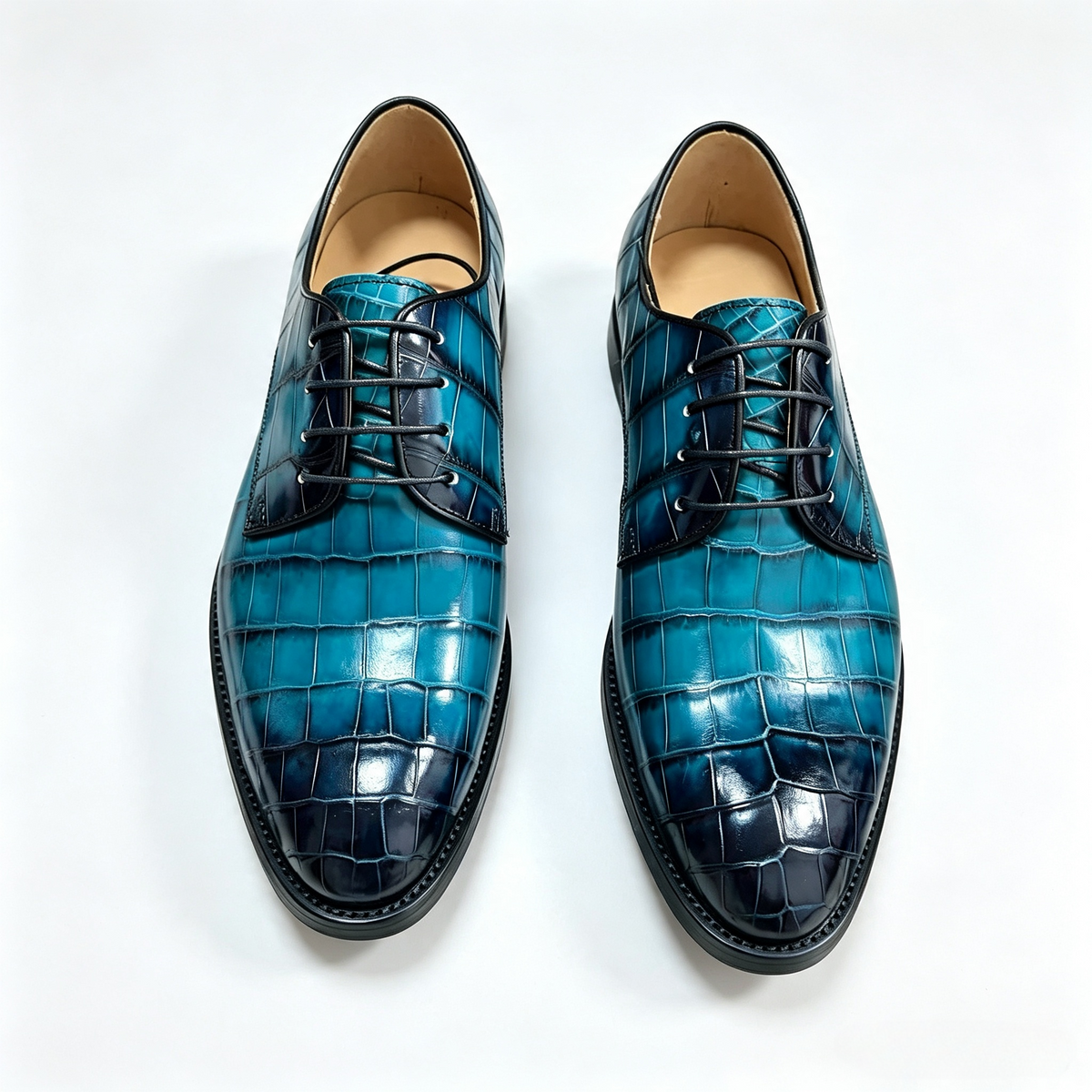 Giày Loafer Da Cá Sấu Xám Cổ Điển