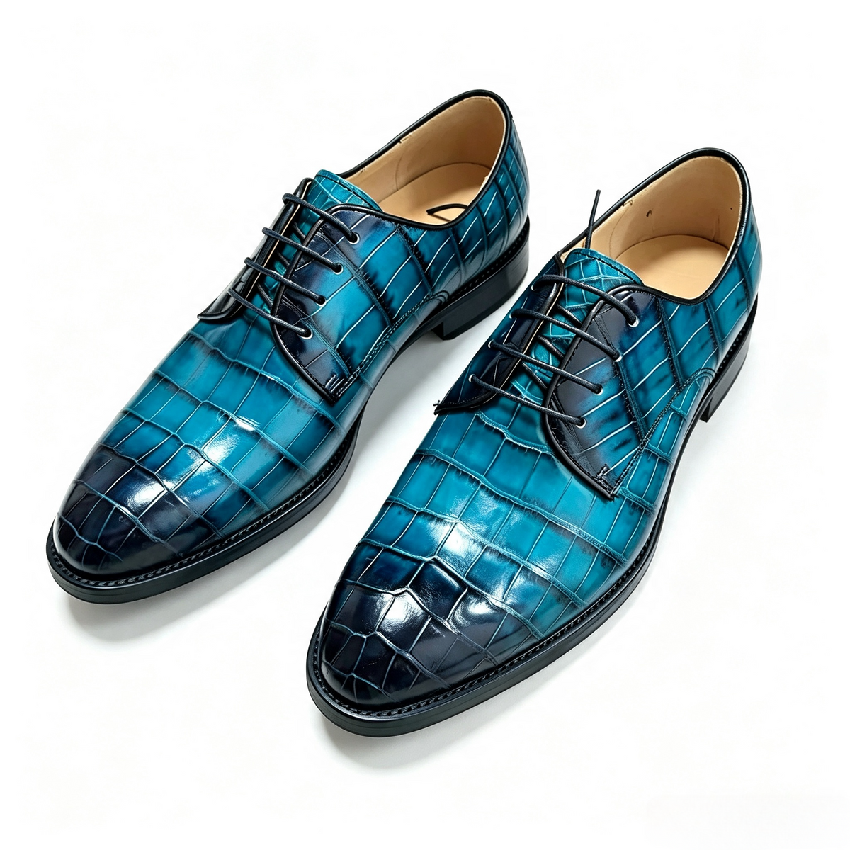 Giày Loafer Da Cá Sấu Xám Cổ Điển