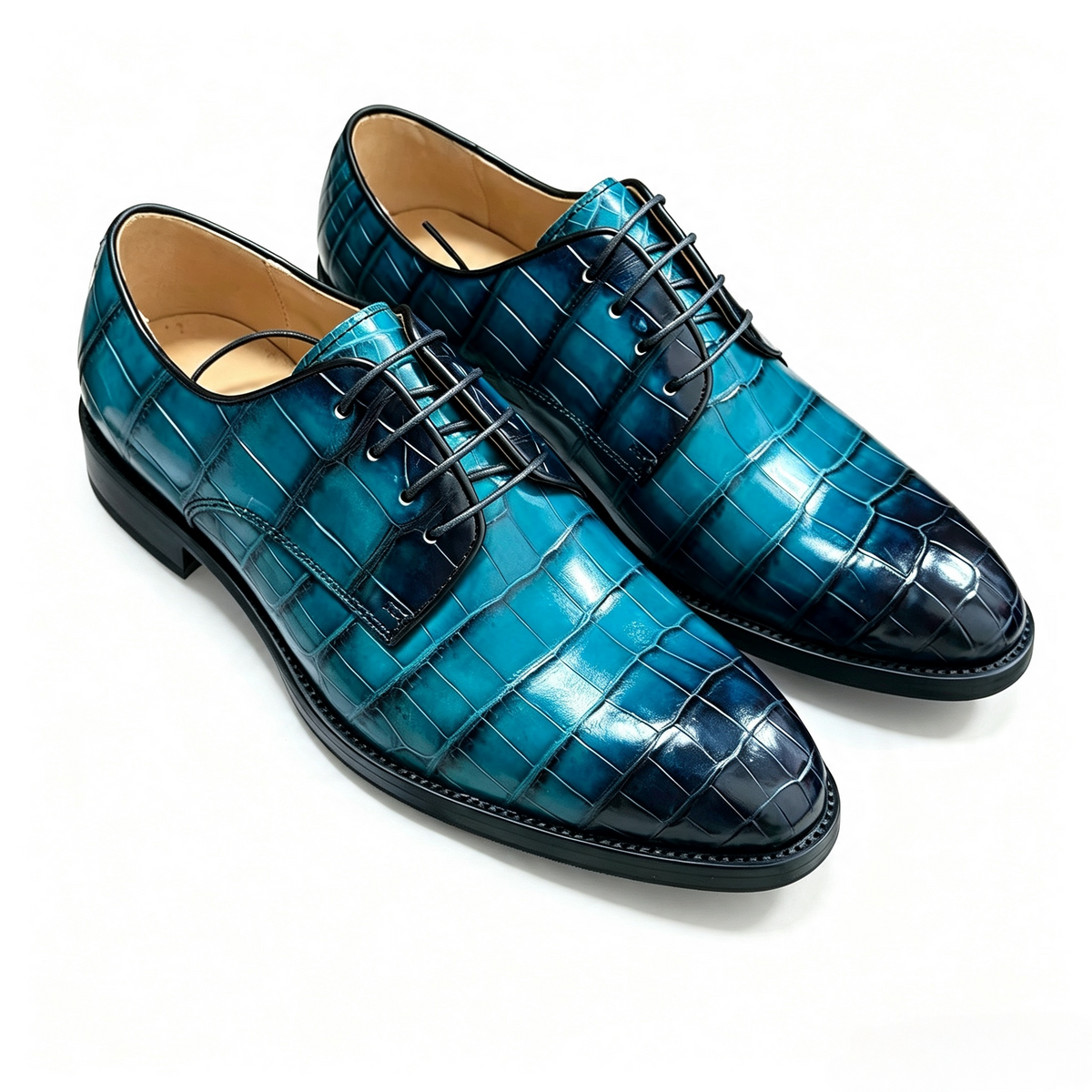 Giày Loafer Da Cá Sấu Xám Cổ Điển