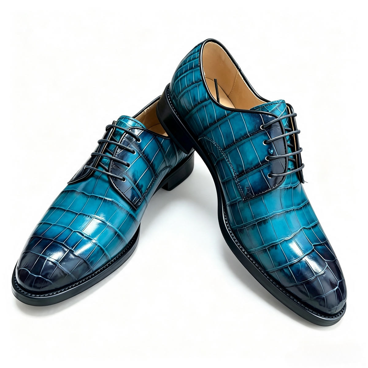 Giày Loafer Da Cá Sấu Xám Cổ Điển