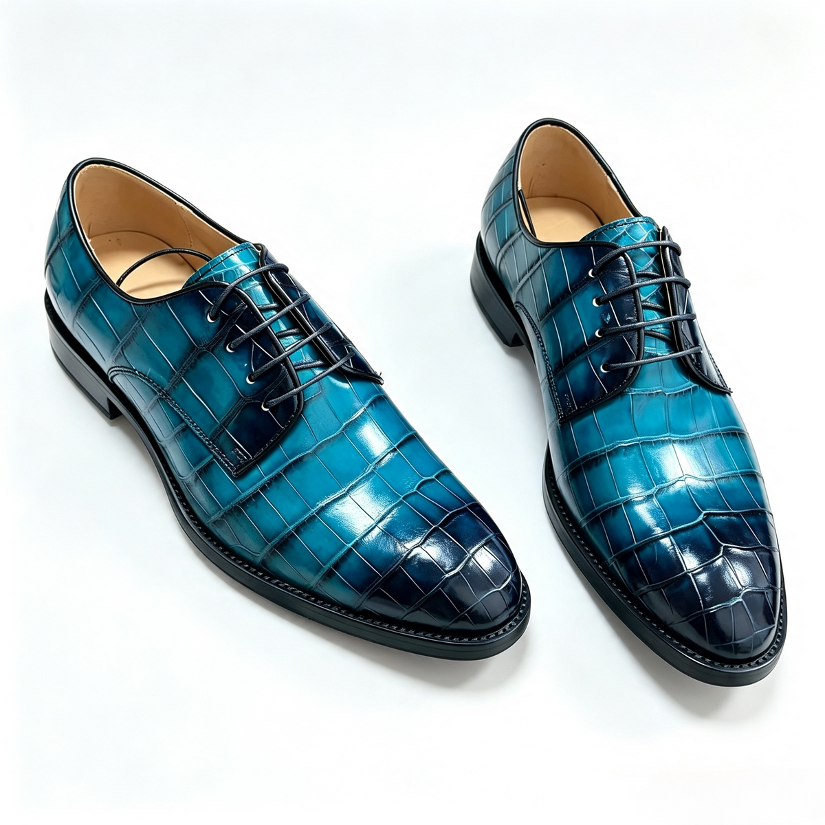 Giày Loafer Da Cá Sấu Xám Cổ Điển