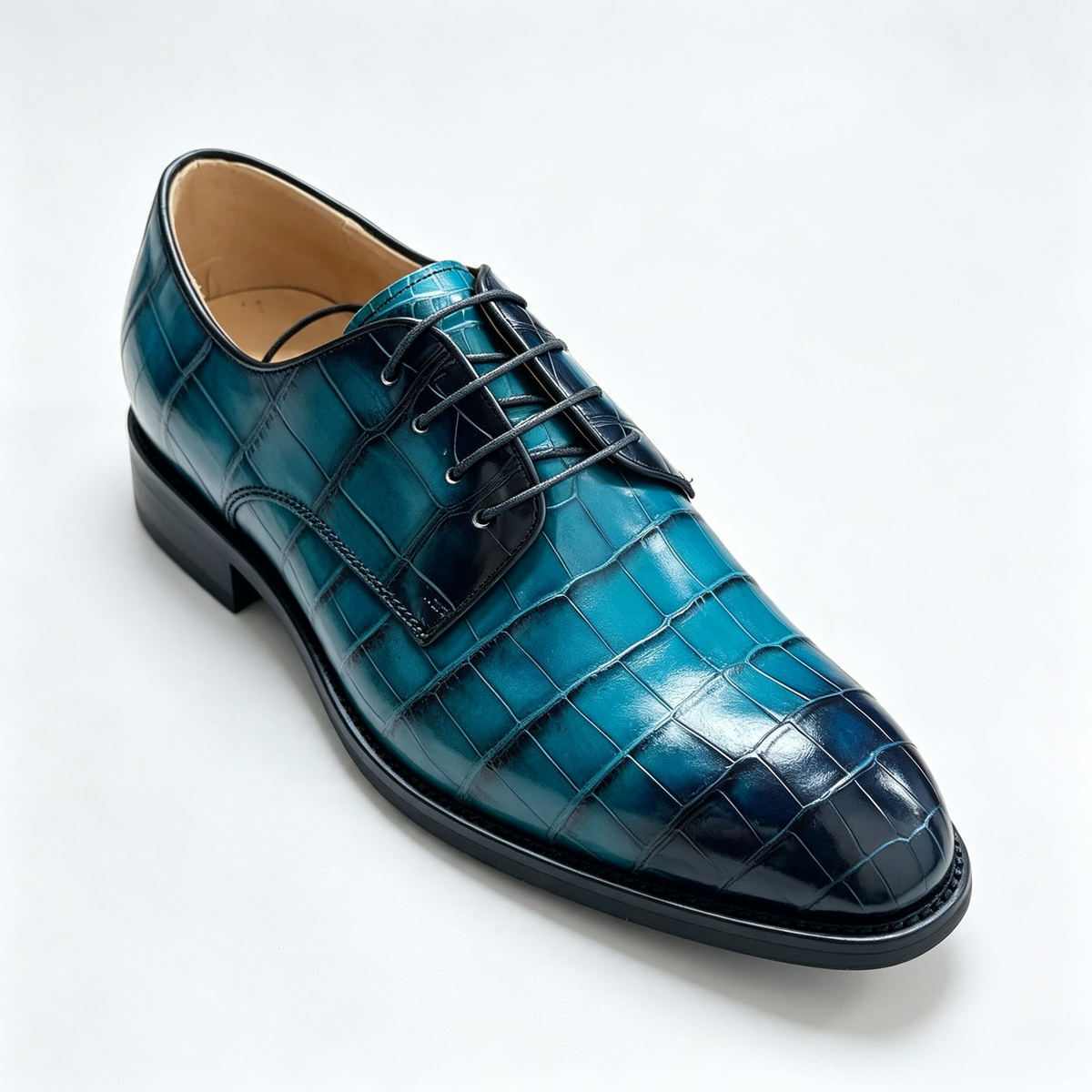 Giày Loafer Da Cá Sấu Xám Cổ Điển