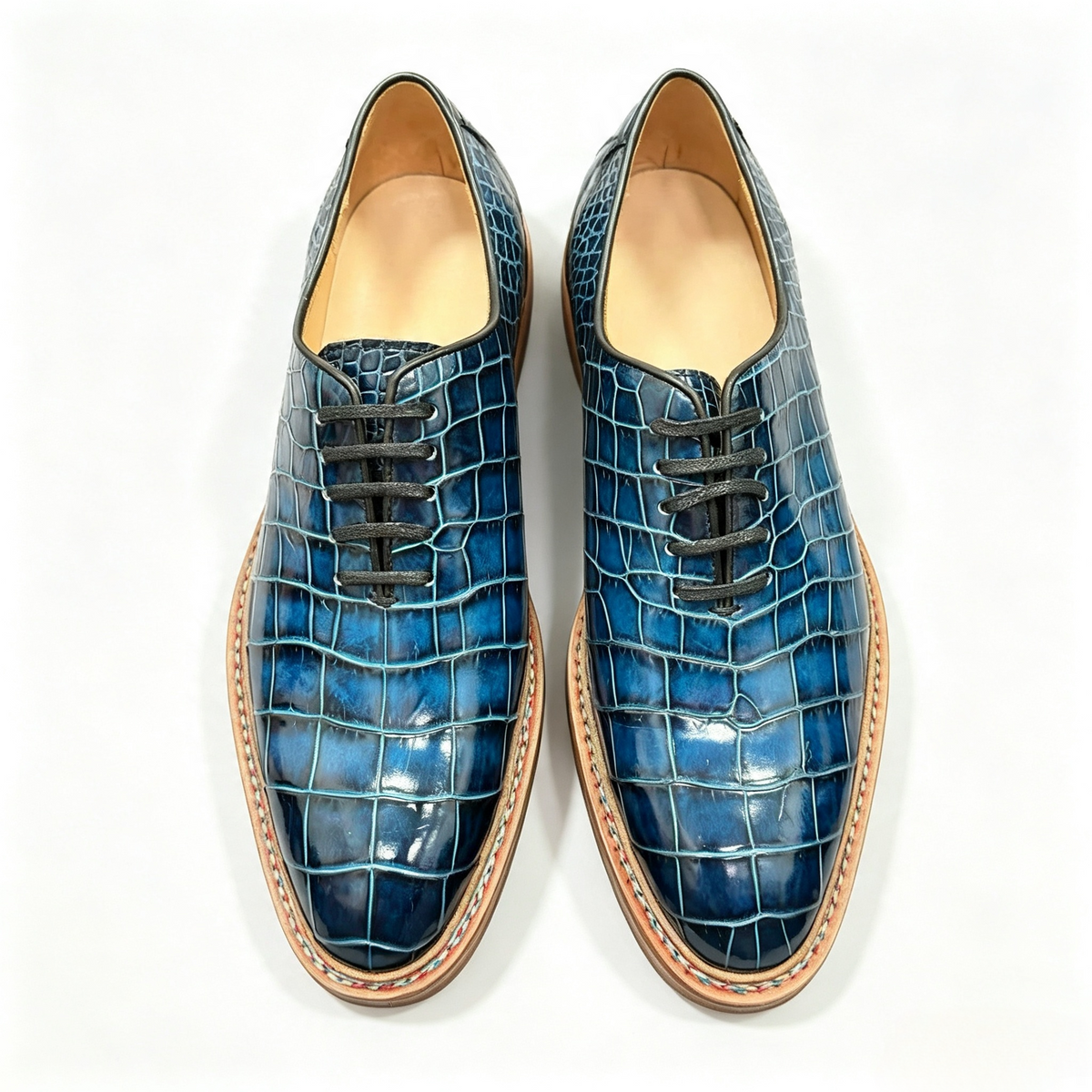 Crocodile Shoes, Men's Vintage Crocodile Leather Lace Up Business Shoes