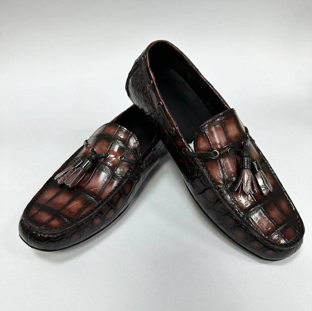 Crocodile Leather Shoes ,Crocodile Leather Men's Penny Loafer Dress Shoe