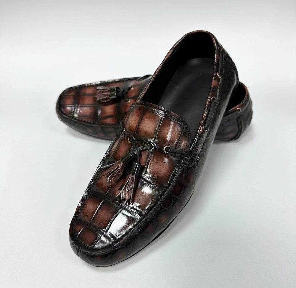 Crocodile Leather Shoes ,Crocodile Leather Men's Penny Loafer Dress Shoe