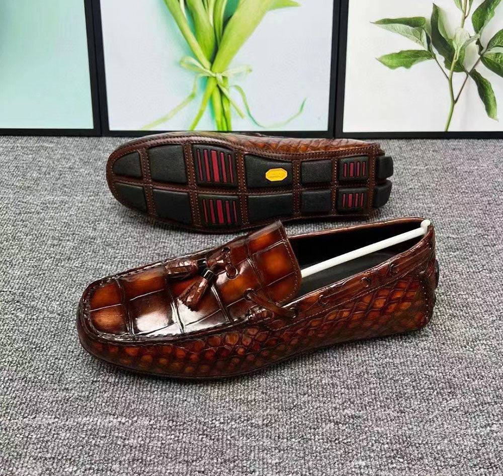 Crocodile Leather Shoes ,Crocodile Leather Men's Penny Loafer Dress Shoe