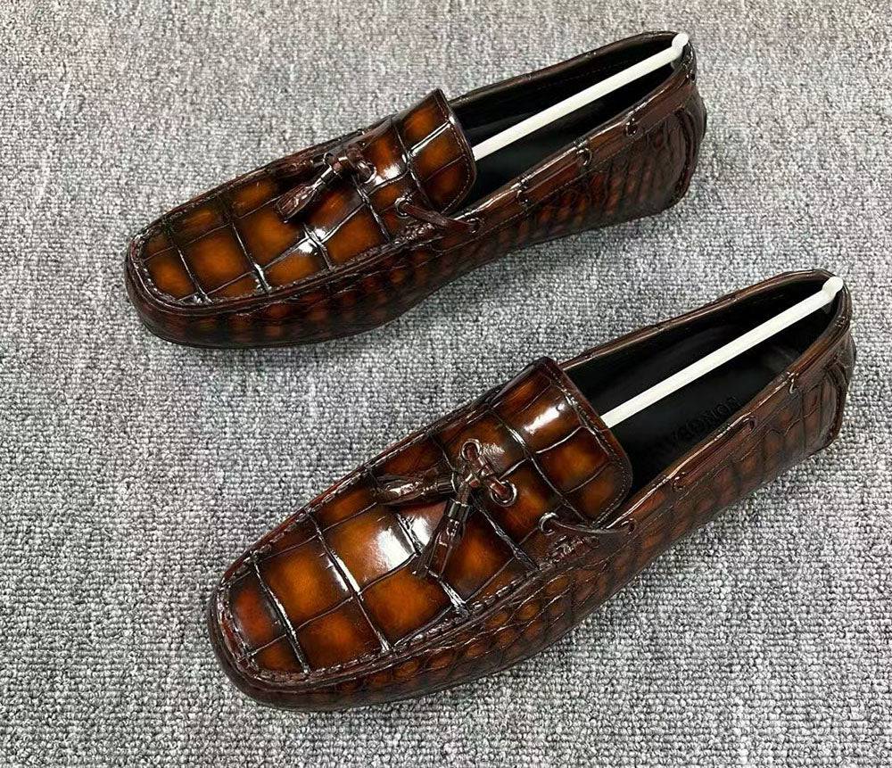 Crocodile Leather Shoes ,Crocodile Leather Men's Penny Loafer Dress Shoe