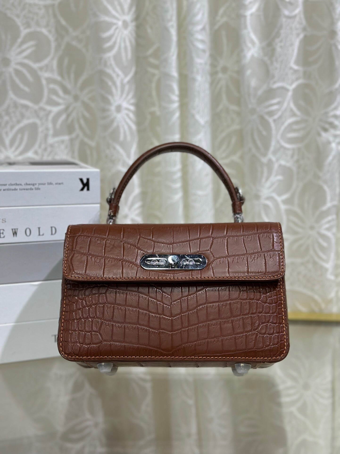 Crocodile Leather Handle Bag ,Women's Crocodile Leather Cross Body Bag