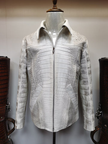 Himalaya White Crocodile Leather Jacket | Rossie Viren