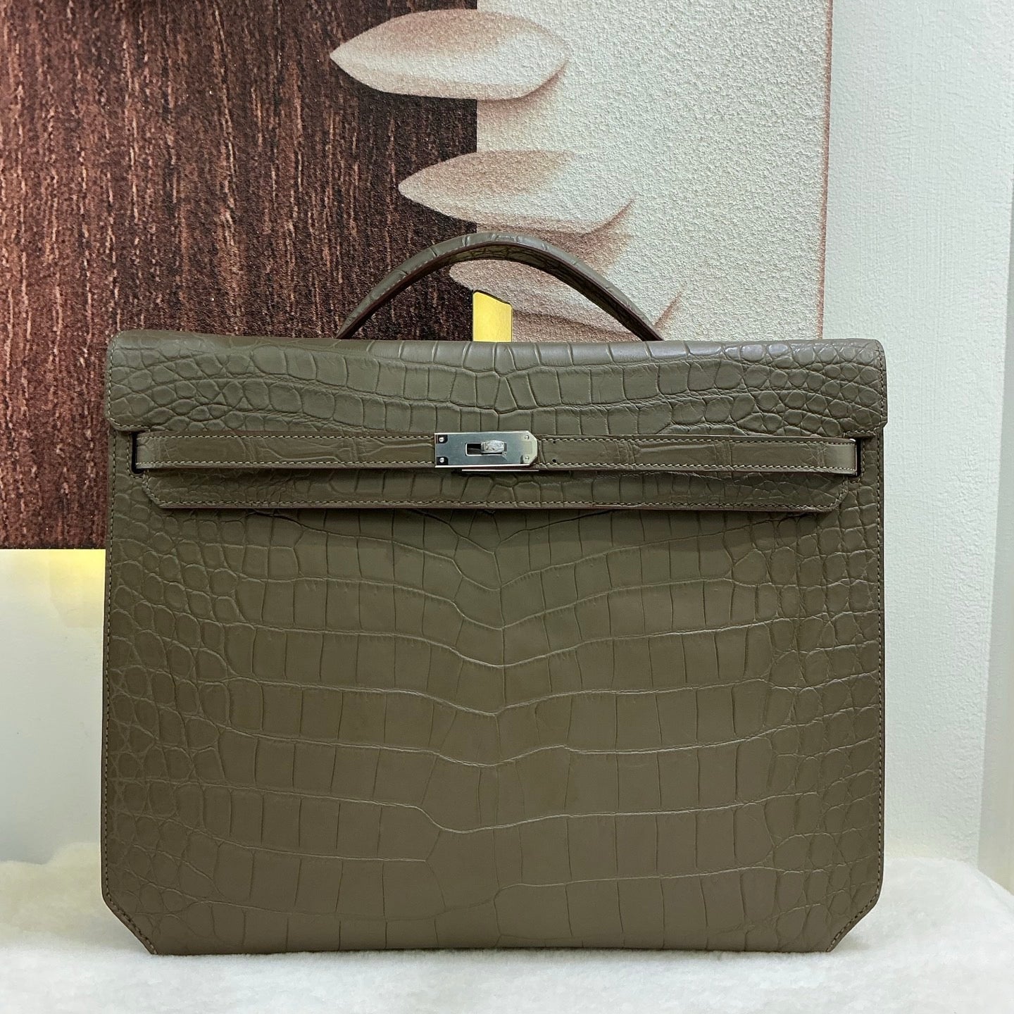 Matt Genuine Crocodile Leather Briefcase Karki