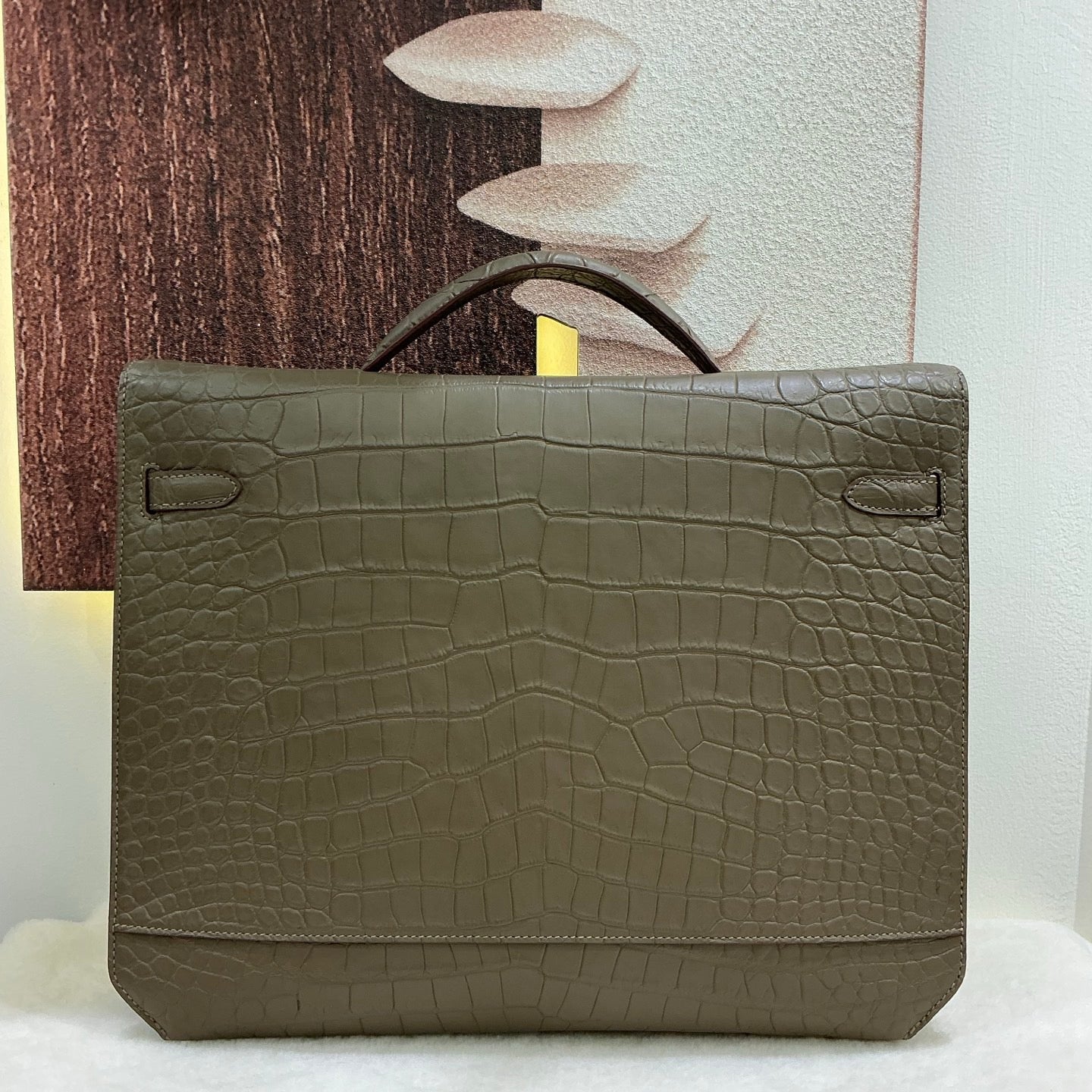 Matt Genuine Crocodile Leather Briefcase Karki