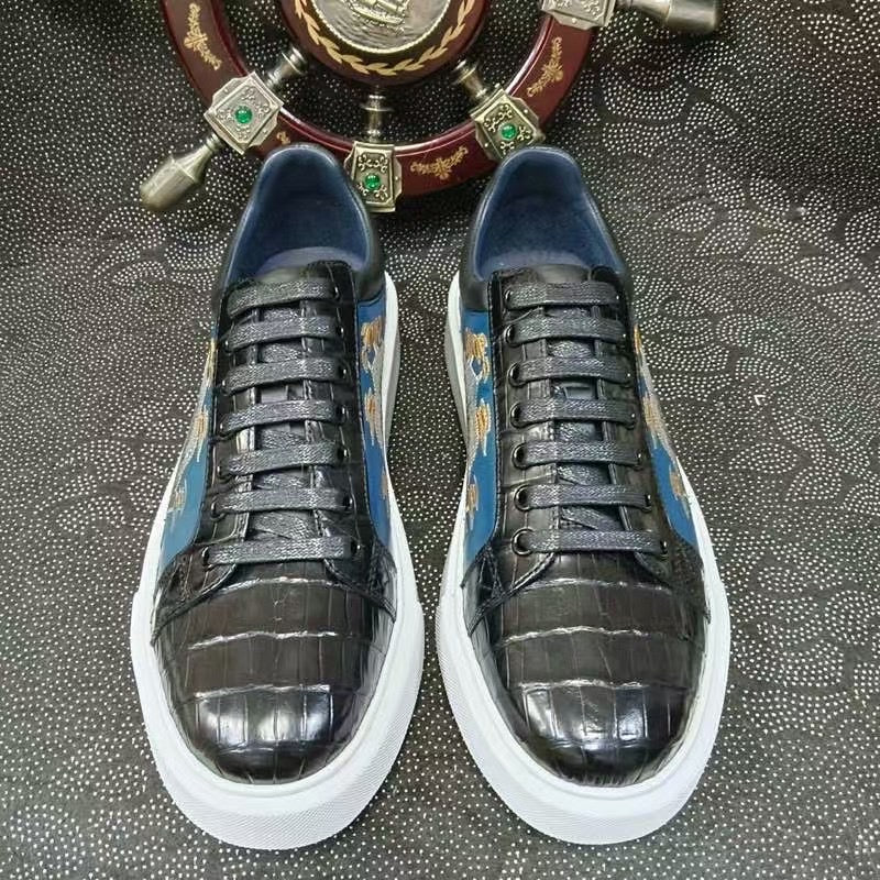 Crocodile Shoes , Genuine Crocodile Leather Sneakers Black
