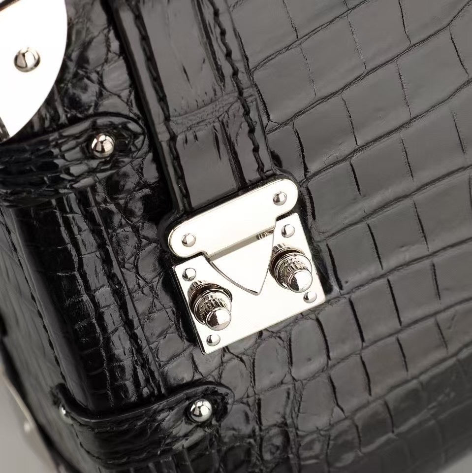 Unisex Genuine Crocodile Leather Box Cross Body Square Box Bag