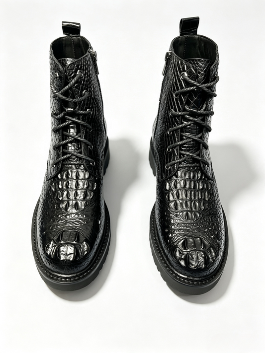 Crocodile Shoes Giày Da Đà Điểu Cổ Điển Unisex 8 Lỗ Buộc