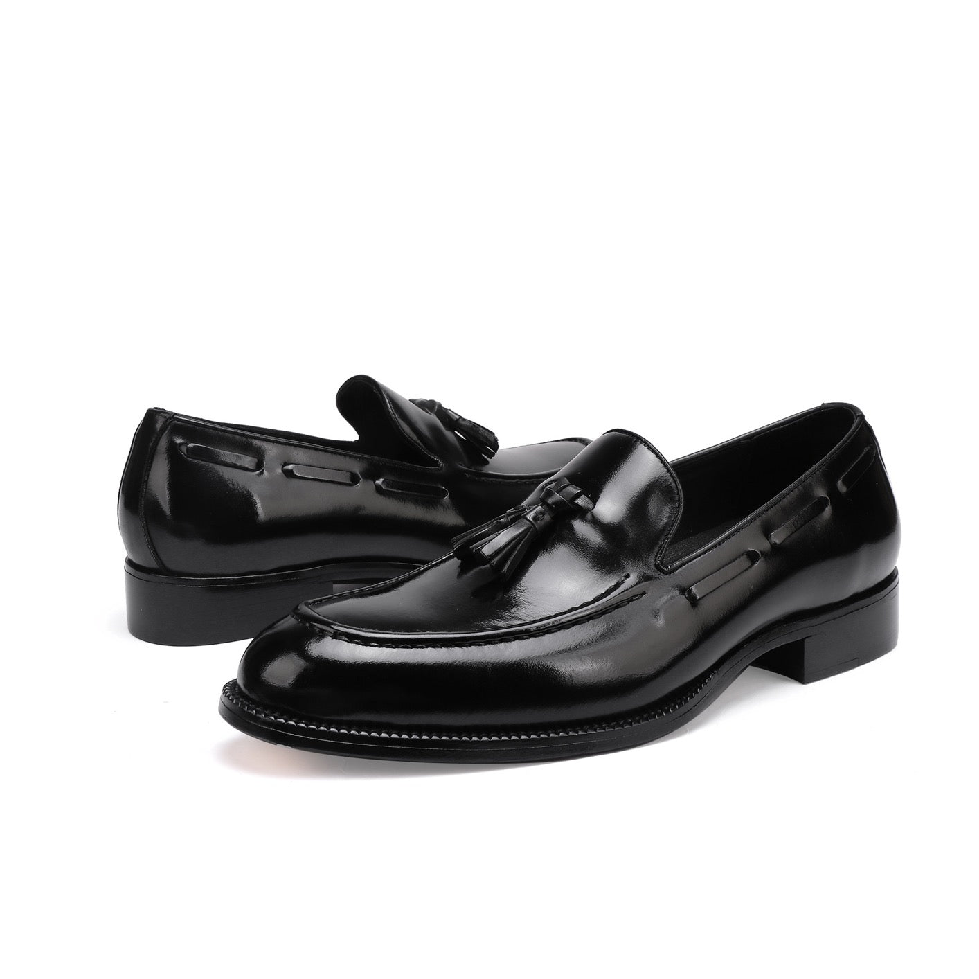 Preorder Genuine Shell Cordovan Leather Loafer Shoes With Tassle Dark Blue