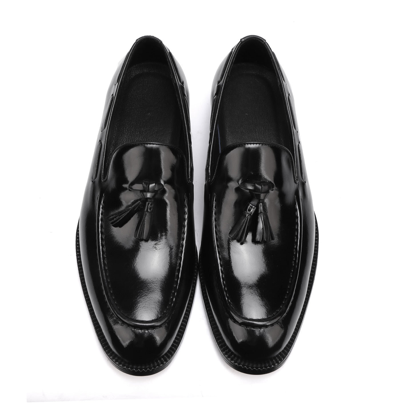 Preorder Genuine Shell Cordovan Leather Loafer Shoes With Tassle Dark Blue