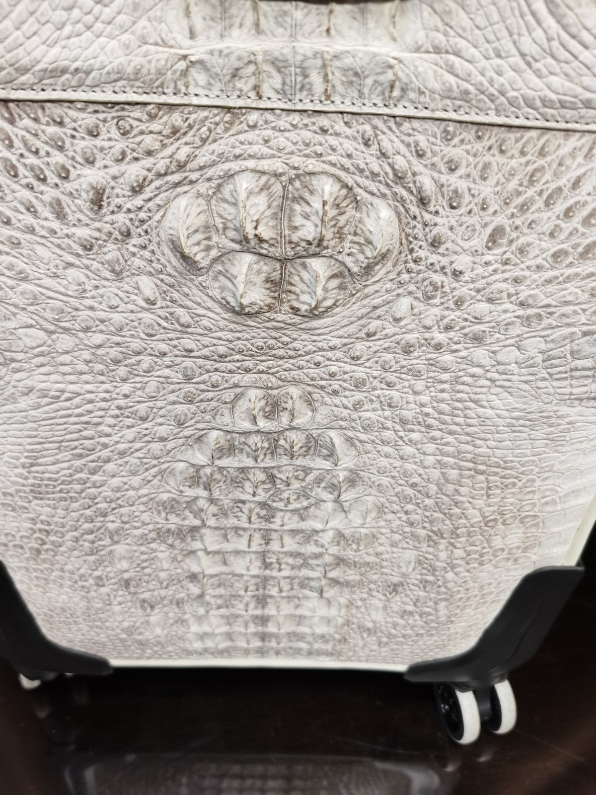Genuine Crocodile Leather Laptop Travel Trolley Luggage Bags Cases Himalayan White 18"