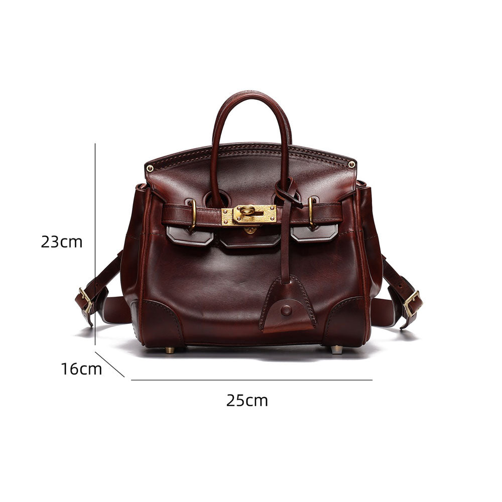 Unisex Vintage Oil Wax Leather Top Handle Bags Three Size