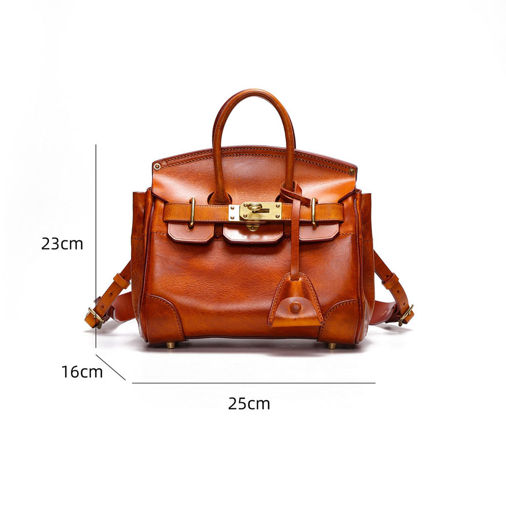 Unisex Vintage Oil Wax Leather Top Handle Bags Three Size