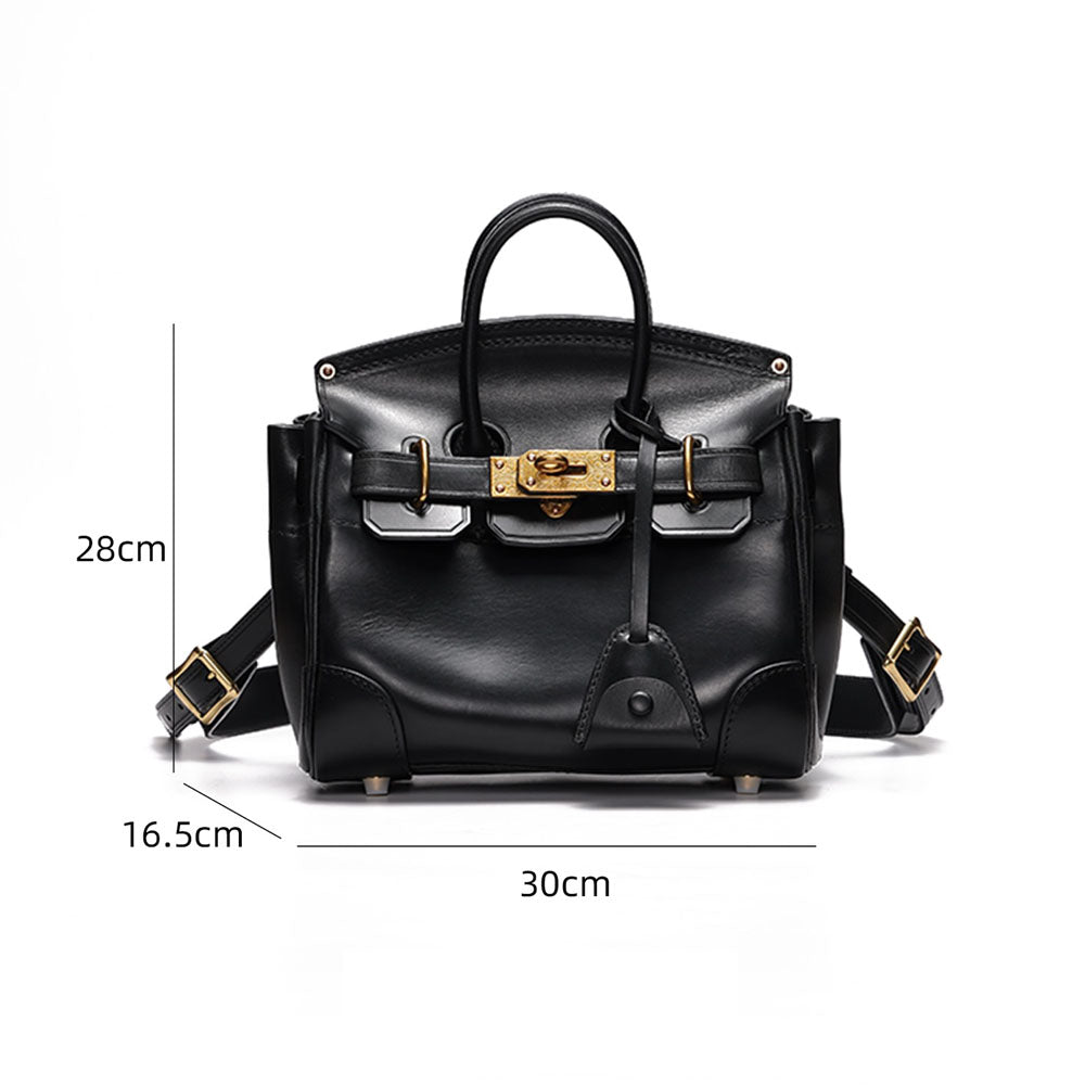 Unisex Vintage Oil Wax Leather Top Handle Bags Three Size