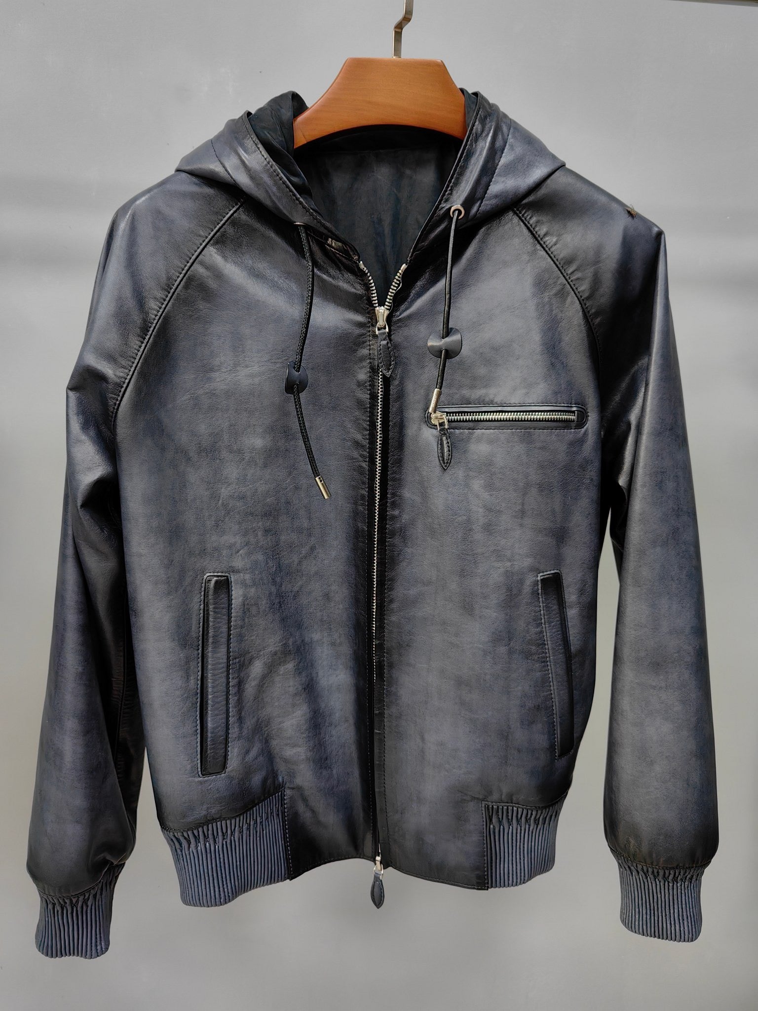 Mens Jackets , Leather Jacket, Vintage Grey Leather Jackets