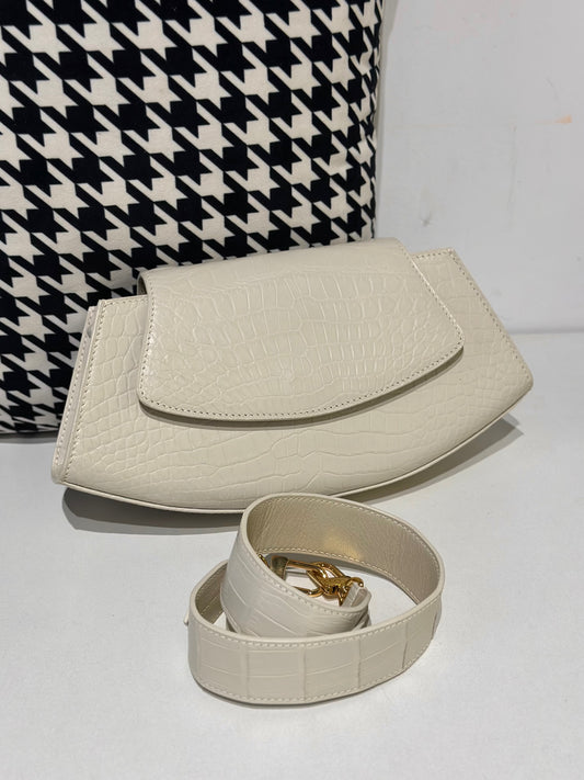 Crocodile Leather Shoulder Messenger Bags Ice White