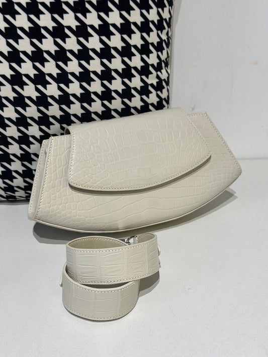 Crocodile Leather Shoulder Messenger Bags Ice White