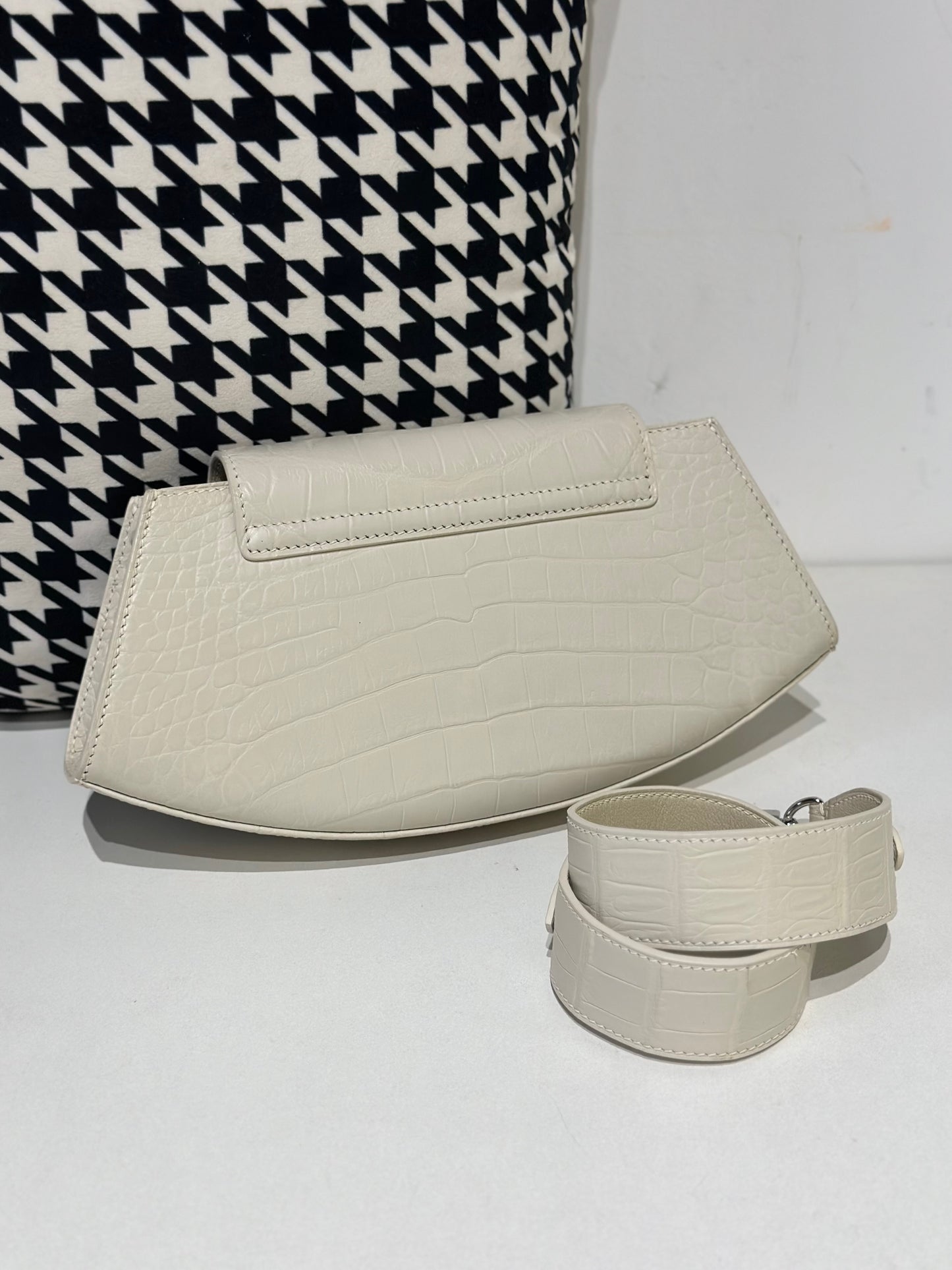 Crocodile Leather Shoulder Messenger Bags Ice White