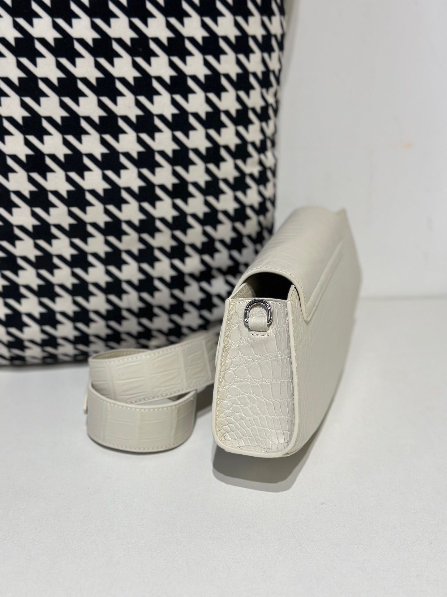 Crocodile Leather Shoulder Messenger Bags Ice White
