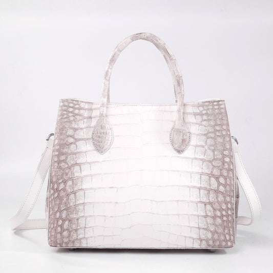 Genuine Crocodile Leather Womens Tote Shoulder Bag Himalaya White 32cm