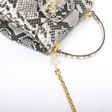 Womens Python Leather Mini Top Handle Cross Body Bag