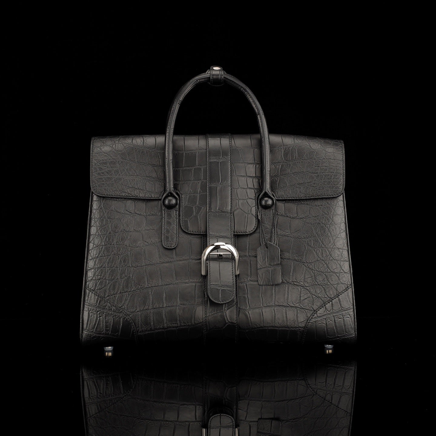Crocodile Leather Briefcase Black