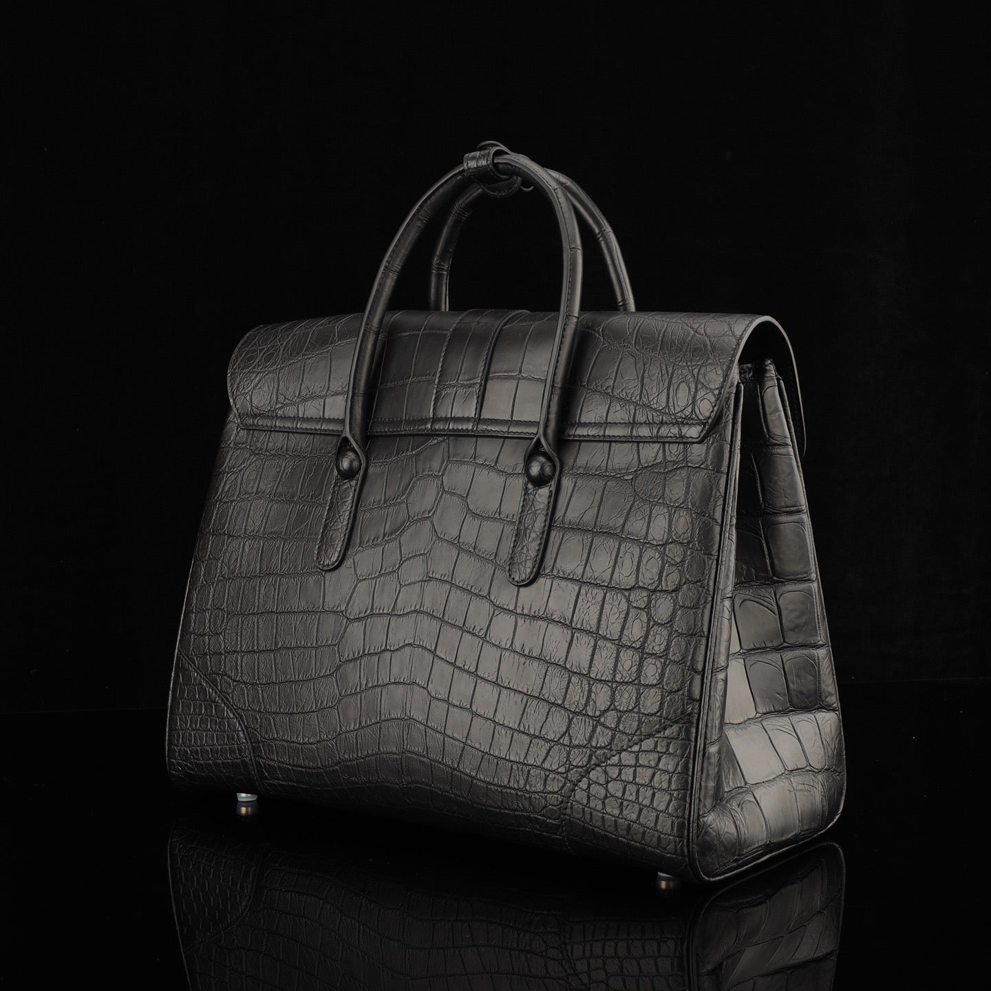 Crocodile Leather Briefcase Black