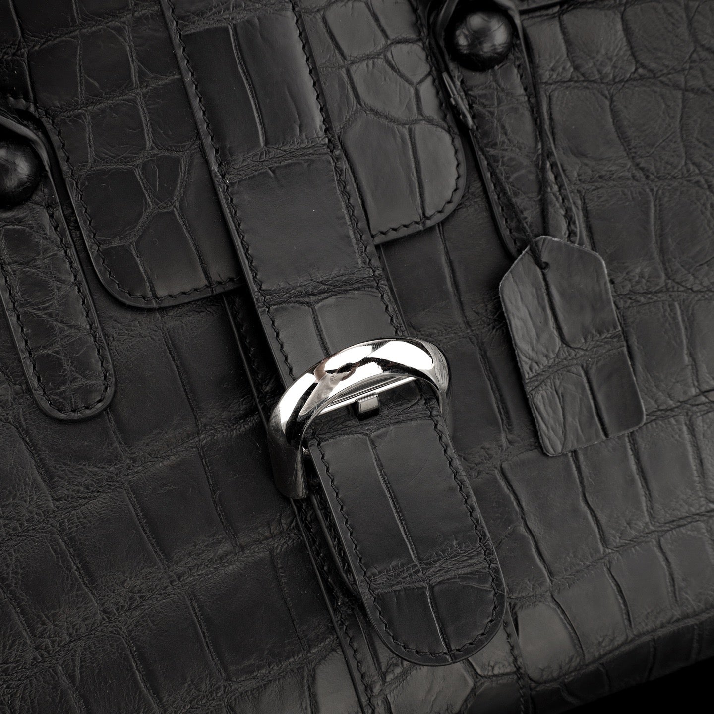 Crocodile Leather Briefcase Black