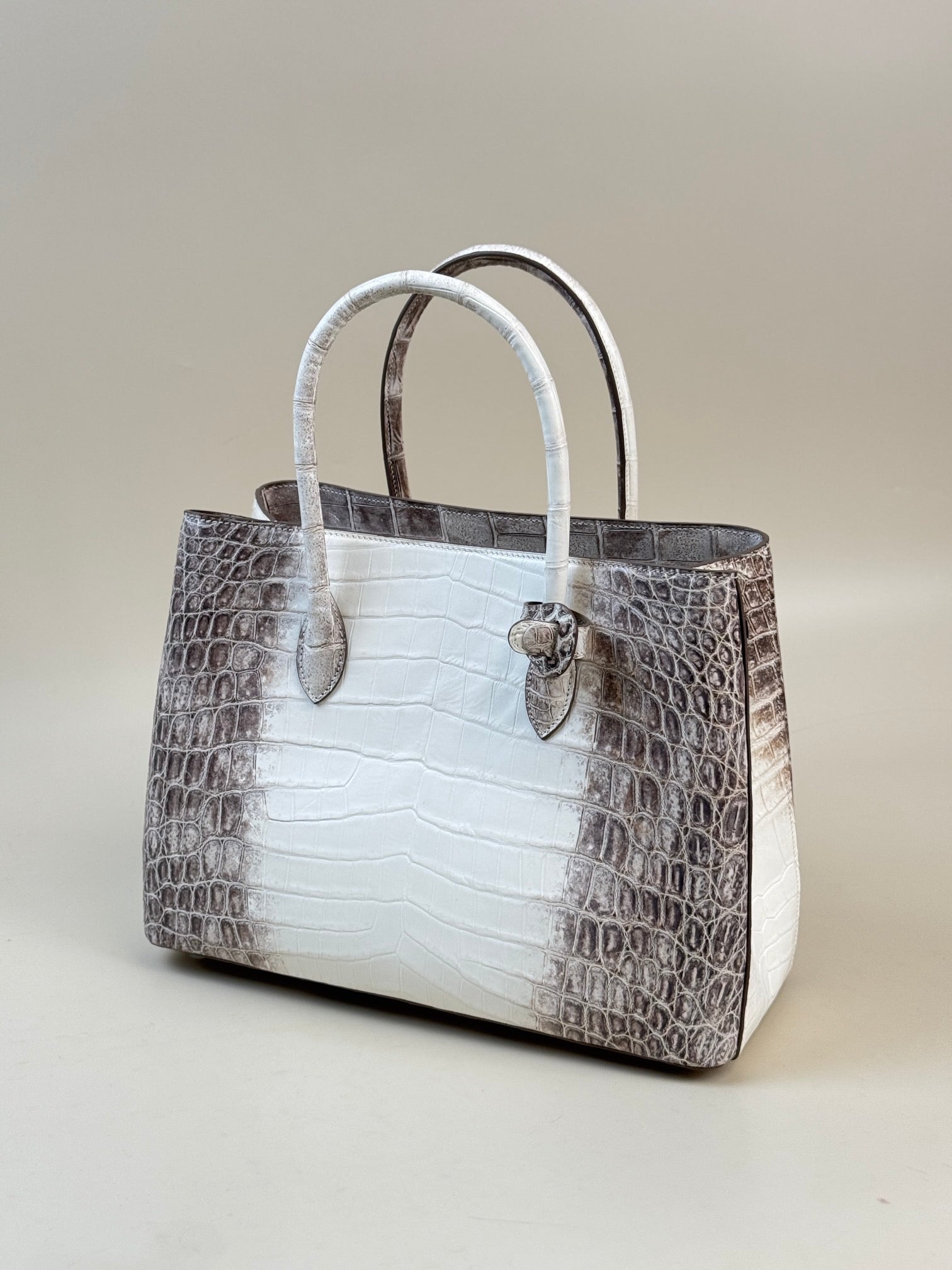 Genuine Crocodile Leather Womens Tote Shoulder Bag Himalaya White 35cm