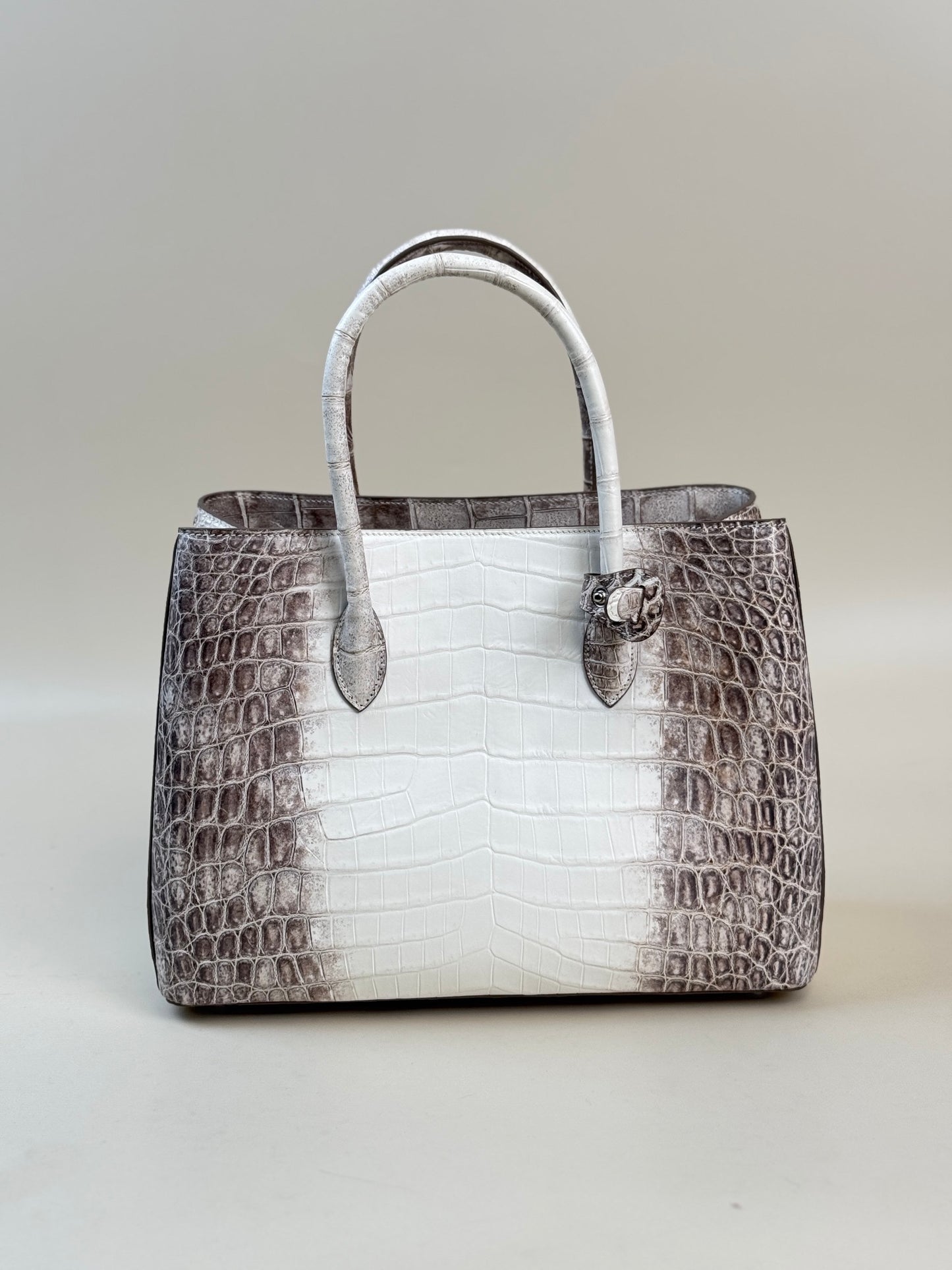Genuine Crocodile Leather Womens Tote Shoulder Bag Himalaya White 35cm