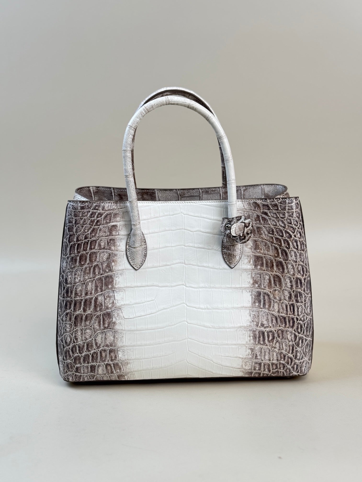 Genuine Crocodile Leather Womens Tote Shoulder Bag Himalaya White 35cm